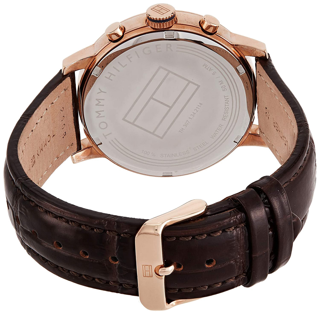 Tommy Hilfiger Aiden Quartz Blue Dial Brown Leather Strap Watch for Men - 1791308