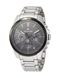 Tommy Hilfiger Iconic Quartz Black Dial Silver Steel Strap Watch for Men - 1791564