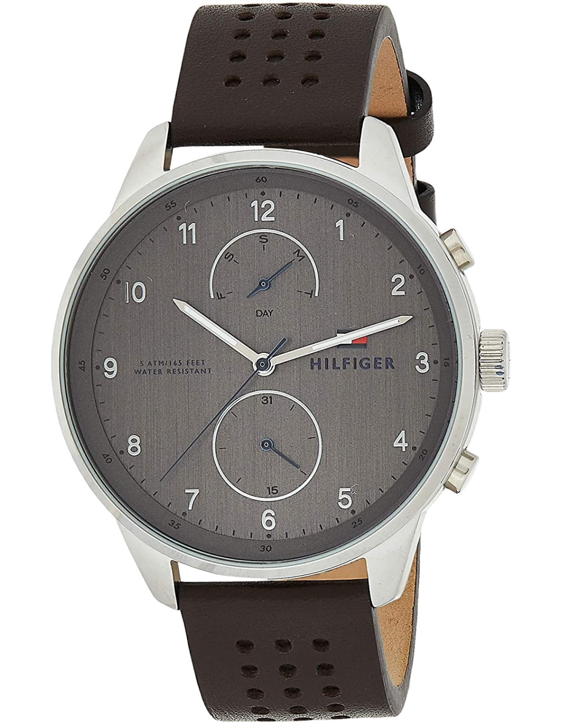 Tommy Hilfiger Chase Quartz Brown Dial Brown Leather Strap Watch for Men - 1791579