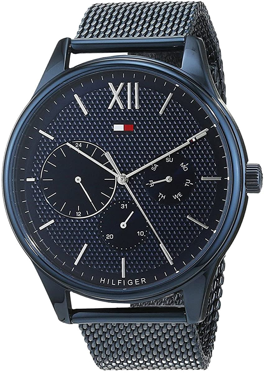 Tommy Hilfiger Damon Quartz Blue Dial Blue Mesh Bracelet Watch for Men - 1791421