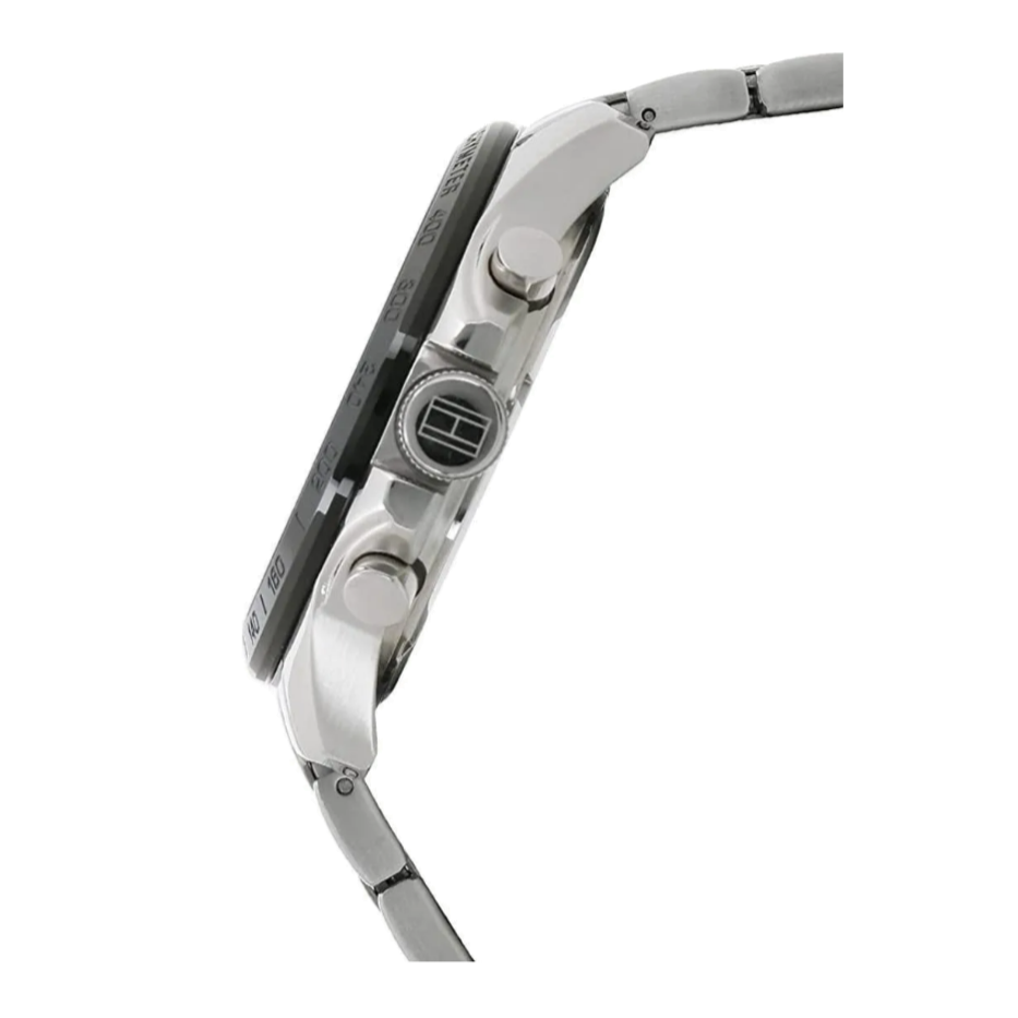 Tommy Hilfiger Decker Quartz Black Dial Silver Steel Strap Watch for Men - 1791472