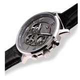 Tommy Hilfiger Keagan Quartz Grey Dial Black Leather Strap Watch for Men - 1791289
