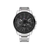 Tommy Hilfiger Iconic Quartz Black Dial Silver Steel Strap Watch for Men - 1791564