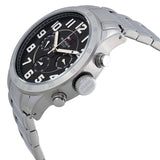 Tommy Hilfiger Trent Chronograph Black Dial Silver Steel Strap Watch for Men - 1791054