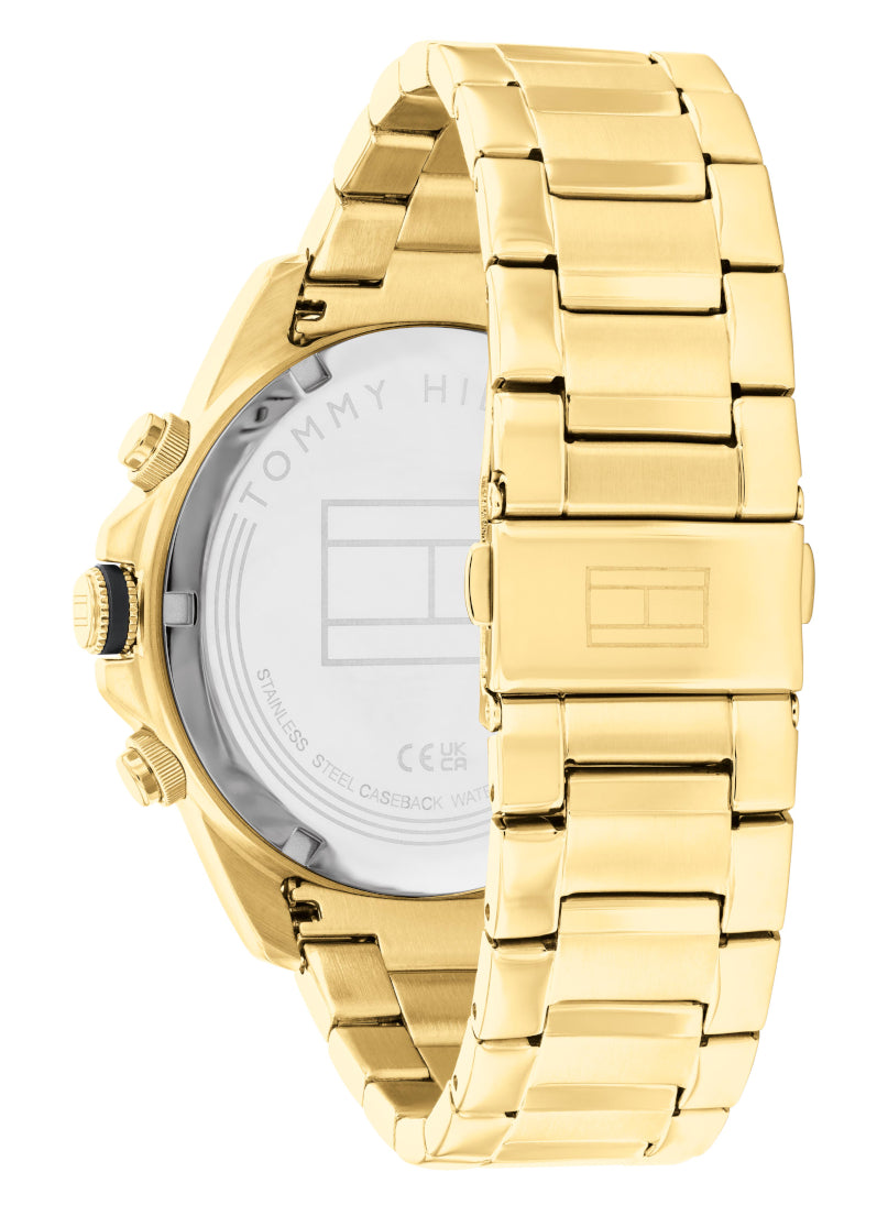 Tommy Hilfiger Lars Chronograph Gold Dial Gold Steel Strap Watch For Men - 1792060