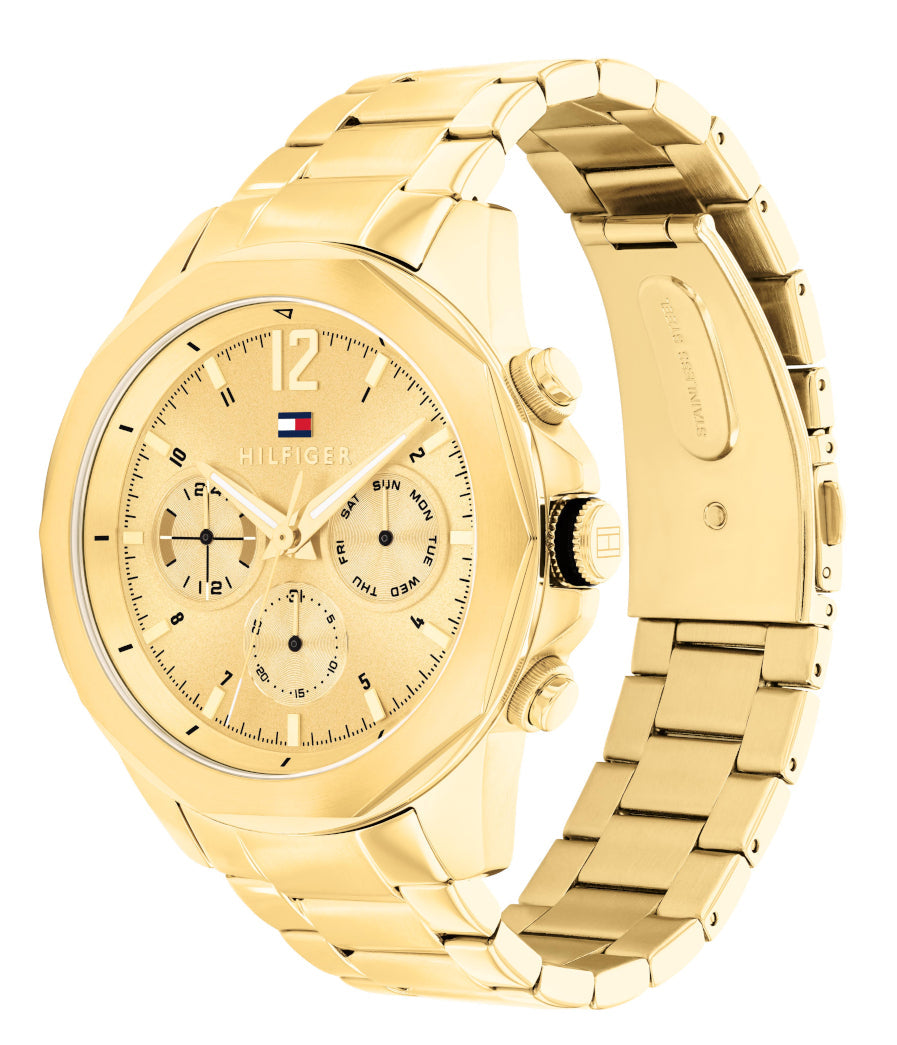 Tommy Hilfiger Lars Chronograph Gold Dial Gold Steel Strap Watch For Men - 1792060
