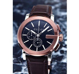 Gucci G Chrono Black Dial Brown Leather Strap Watch For Men - YA101202