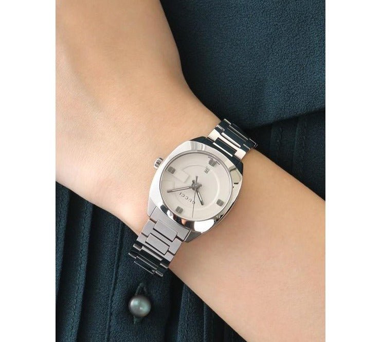 Gucci GG2570 White Dial Silver Steel Strap Watch For Women - YA142502
