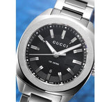 Gucci GG2570 Quartz Black Dial Silver Steel Strap Watch For Men - YA142401