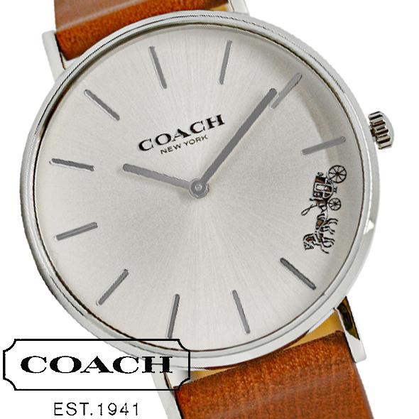 Coach Perry Silver Dial Brown Leather Strap Watch for Women - 14503120