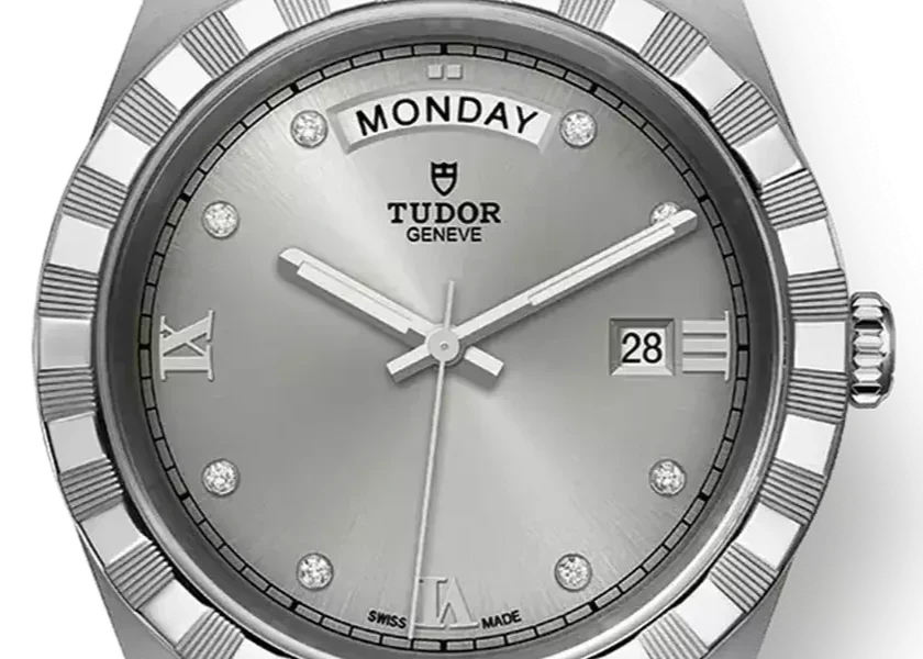 Tudor Royal Day Date Diamonds Automatic Silver Dial Silver Steel Strap Watch for Men - M28600-0002