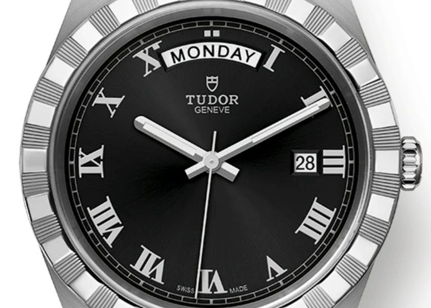 Tudor Royal Automatic Black Dial Silver Steel Strap Watch for Men - M28600-0003