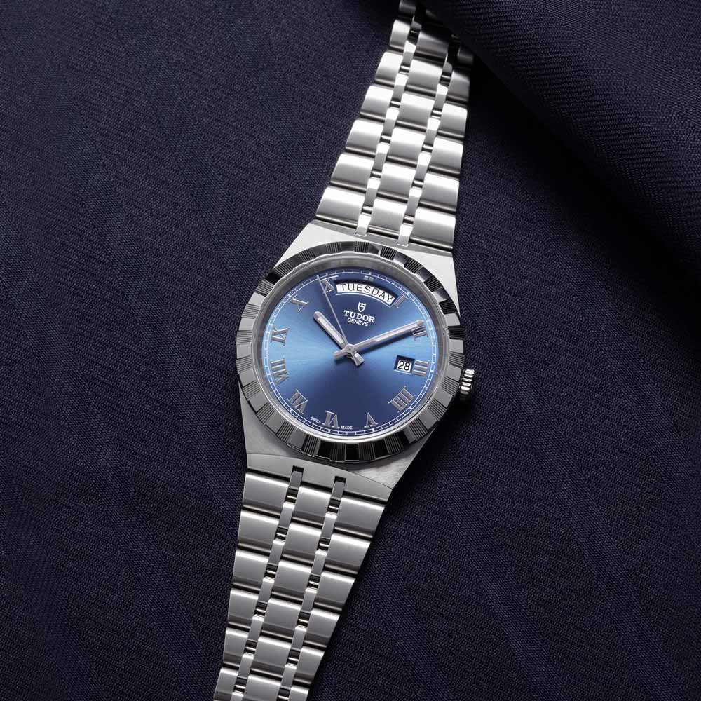 Tudor Royal Automatic Blue Dial Silver Steel Strap Watch for Men - M28600-0005