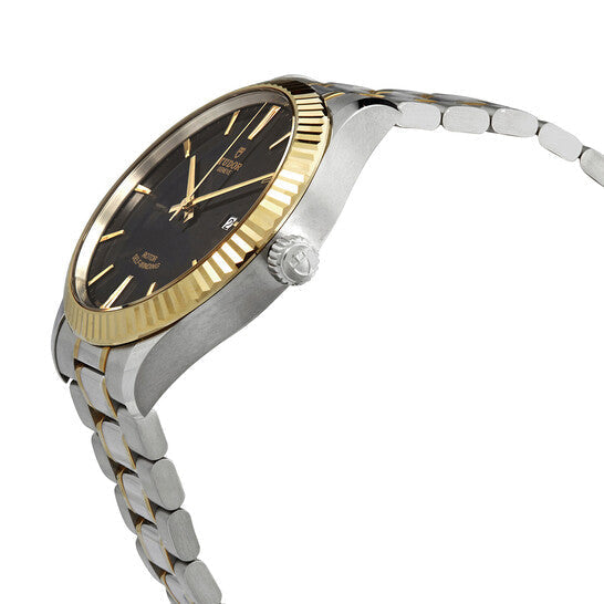 Tudor Style Automatic Black Dial Two Tone Steel Strap Watch for Men - M12713-0005