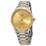 Tudor Style Automatic Diamonds Gold Dial Two Tone Steel Strap Watch for Men - M12713-0007