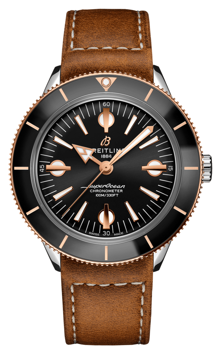 Breitling Superocean Heritage '57 Black Dial Brown Leather Strap Watch for Men - U10370121B1X1