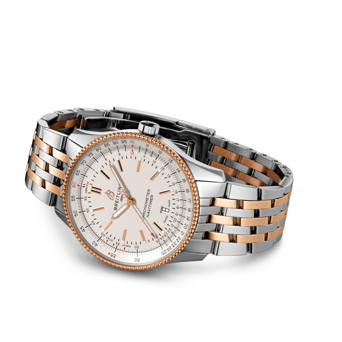 Breitling Navitimer Automatic 41 White Dial Two Tone Steel Strap Watch for Men - U17326211G1U1