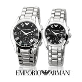 Emporio Armani Velente Chronograph Black Dial Silver Steel Strap Watch For Women - AR0674