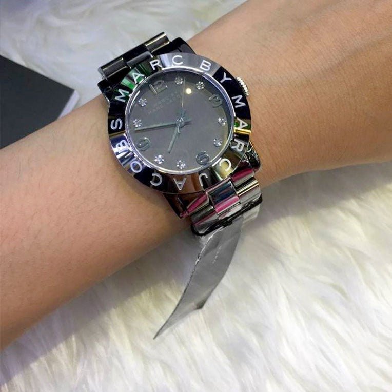Marc Jacobs Amy Grey Dial Grey Steel Strap Watch for Women - MBM3196