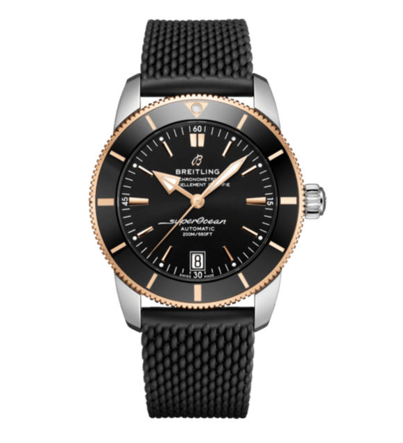 Breitling Superocean Heritage II B20 42mm Black Dial Black Mesh Bracelet Mens Watch - UB2010121B1S1