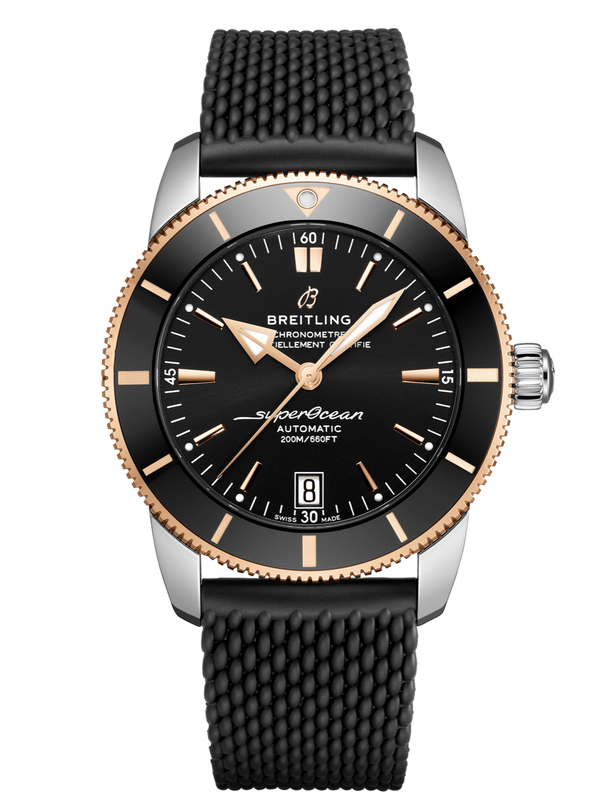 Breitling Superocean Heritage II B20 42mm Black Dial Black Mesh Bracelet Mens Watch - UB2010121B1S1