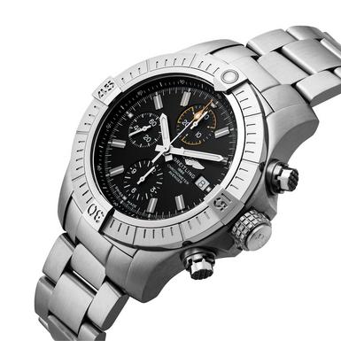 Breitling Avenger Chronograph 45mm Black Dial Silver Steel Strap Watch for Men - A13317101B1A1