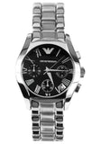 Emporio Armani Velente Chronograph Black Dial Silver Steel Strap Watch For Women - AR0674