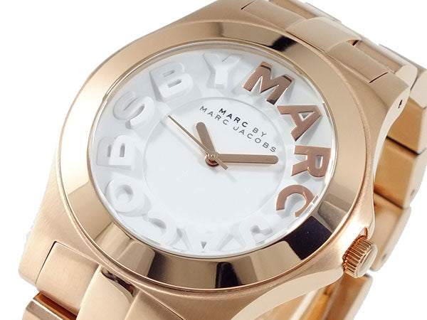Marc Jacobs Rivera White Dial Rose Gold Steel Strap Watch for Women - MBM3135
