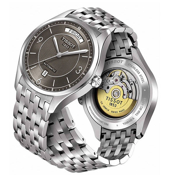 Tissot T Classic T One Automatic Grey Dial Silver Steel Strap Watch For Men - T038.430.11.067.00