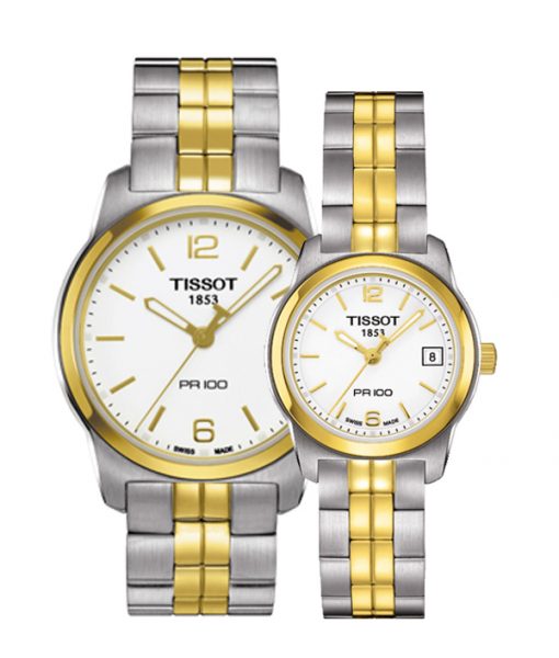 Tissot T Classic PR100 Gold Plated Quartz Watch For Women - T049.210.22.017.00