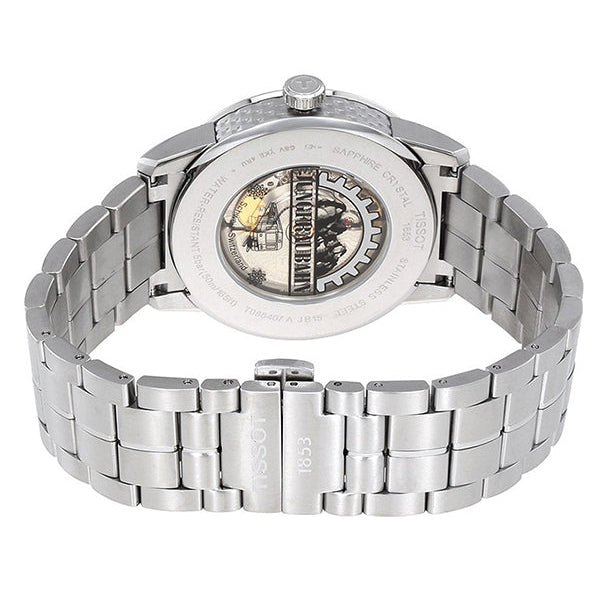 Tissot Luxury Powermatic 80 Anthracite Grey Dial Silver Steel Strap Watch For Men - T086.407.11.061.10