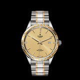Tudor Style Automatic Diamonds Gold Dial Two Tone Steel Strap Watch for Men - M12713-0007