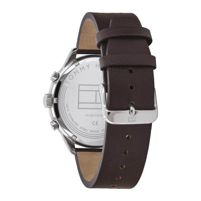 Tommy Hilfiger Chase Quartz Brown Dial Brown Leather Strap Watch for Men - 1791579