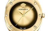 Versace Shadov Gold Dial Green Leather Strap Watch For Women - VEBM01018