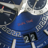 Versace V Race Chronograph Quartz Blue Dial Blue Leather Strap Watch For Men - VEBV00419