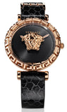 Versace Palazzo Empire Greca Black Dial Black Leather Strap Watch for Women - VEDV00719