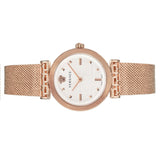 Versace Meander White Dial Rose Gold Mesh Bracelet Watch for Women - VELW00620