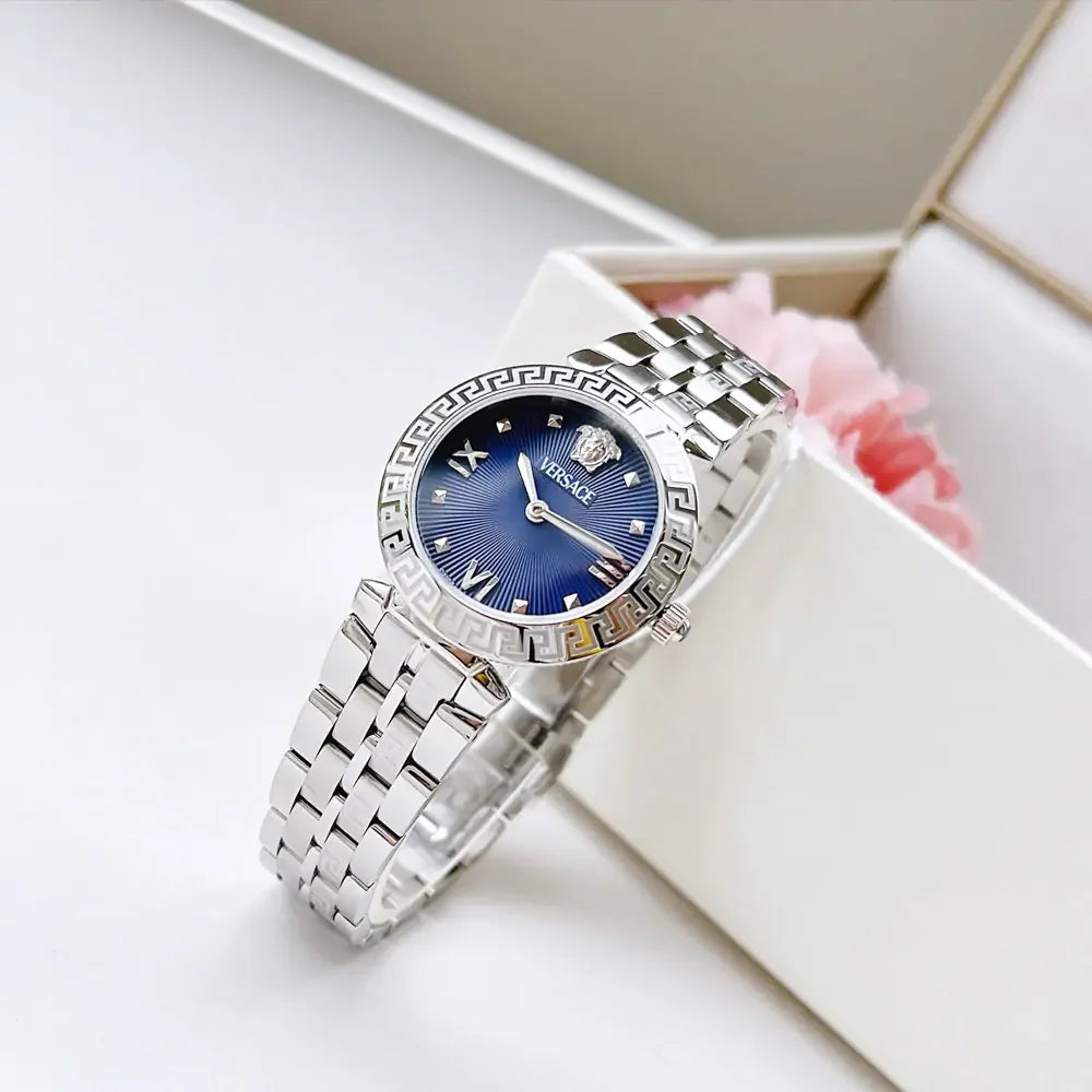 Versace Daphnis Analog Blue Dial Silver Steel Strap Watch for Women - VEOCA0124