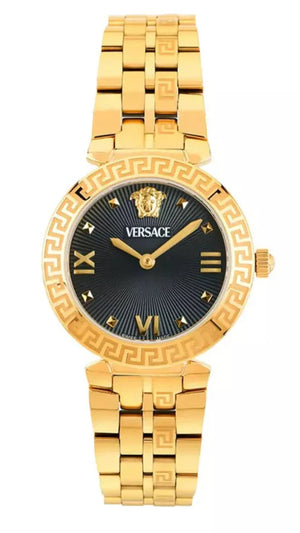 Versace Daphnis Quartz Black Dial Gold Steel Strap Watch for Women - VEOCA0524