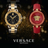 Versace Virtus White Dial Red Leather Strap Watch for Women - VEHC00219