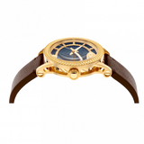 Versace Code Quartz Blue Dial Brown Leather Strap Watch For Men - VEPO00220