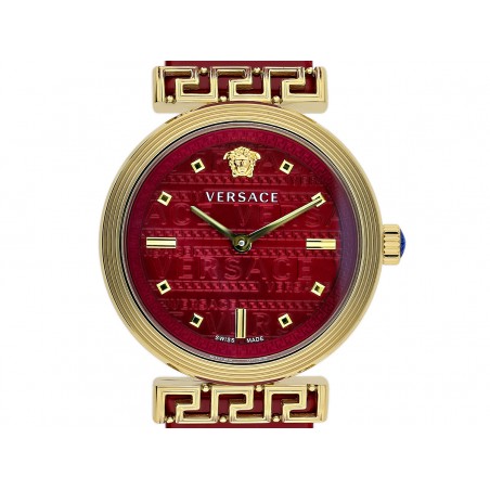 Versace Greca Meander Red Dial Red Leather Strap Watch for Women - VELW00320