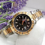 Versace Hellenyium GMT Black Dial Two Tone Steel Strap Watch for Men - V11040015