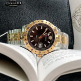 Versace Hellenyium GMT Black Dial Two Tone Steel Strap Watch for Men - V11040015