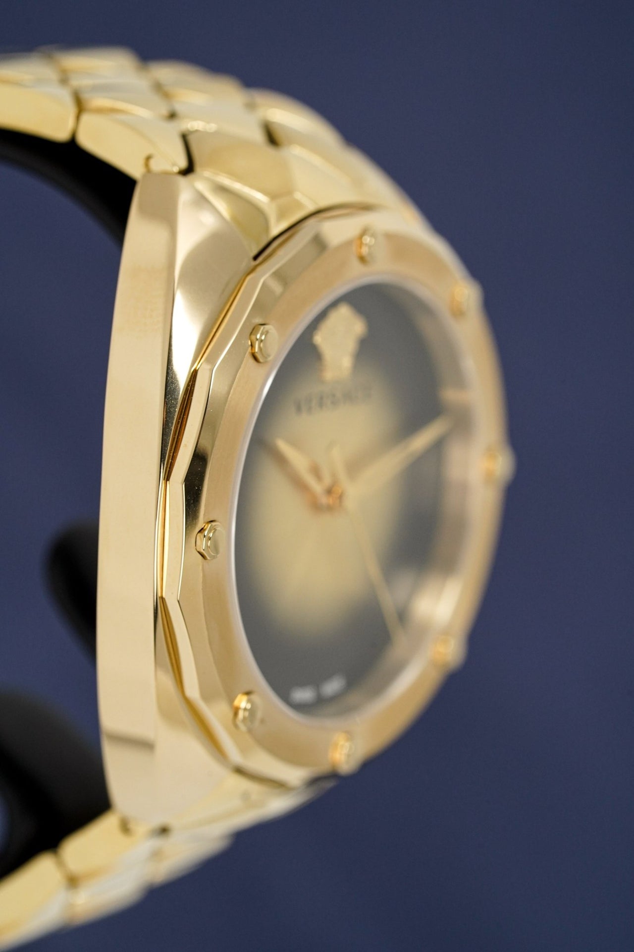 Versace Shadov Quartz Gold Dial Gold Steel Strap Watch for Women - VEBM00618