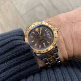 Versace Hellenyium GMT Black Dial Two Tone Steel Strap Watch for Men - V11040015