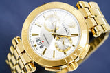 Versace V Racer Chronograph White Dial Gold Steel Strap Watch for Men - VBR060017
