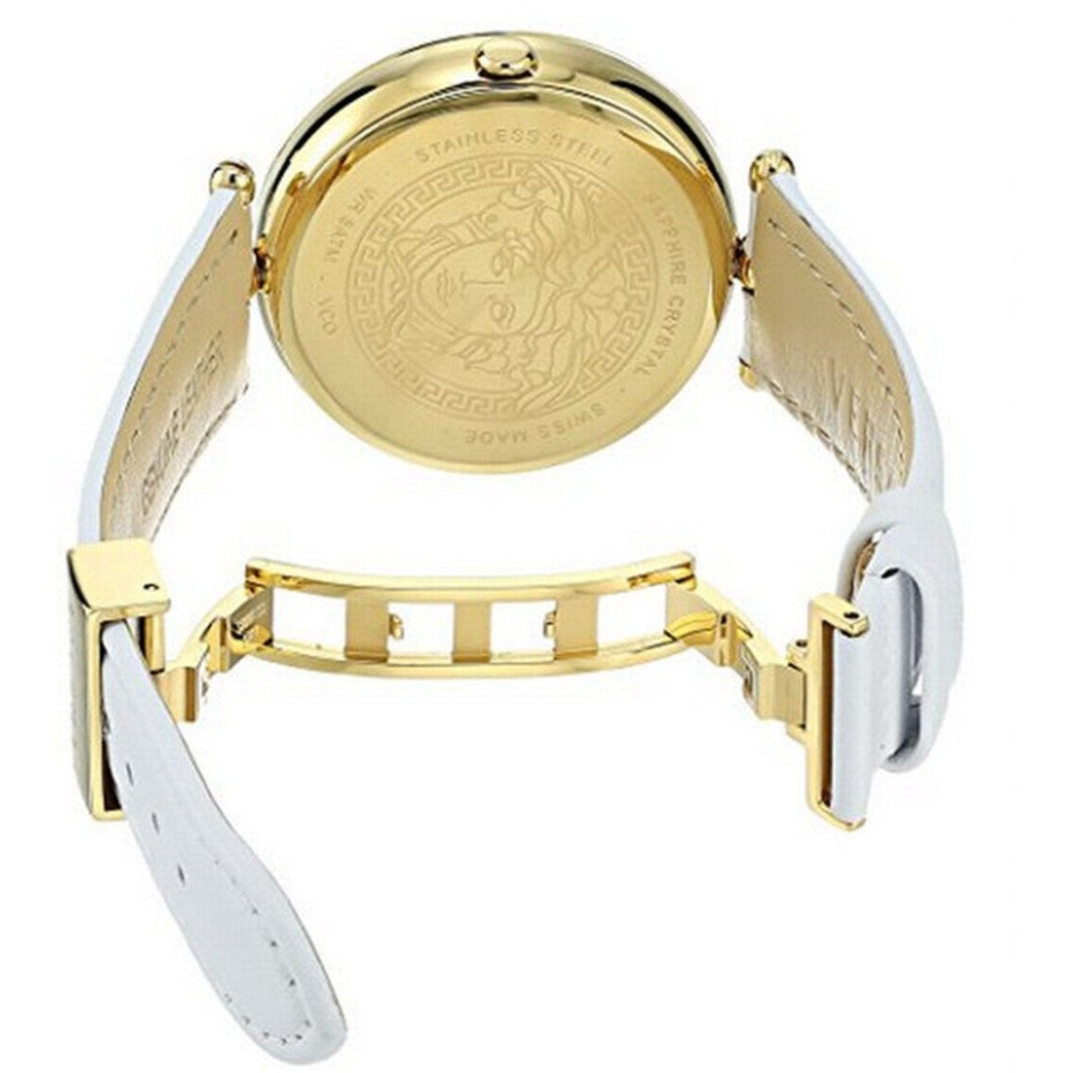 Versace Palazzo Empire White Dial White Leather Strap Watch for Women - VCO040017