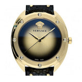 Versace Shadov Gold Dial Green Leather Strap Watch For Women - VEBM01018