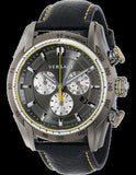Versace V Ray Chronograph Grey Dial Black Leather Strap Watch for Men - VDB020014